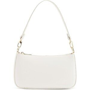 Women B White Retro Vegan Leather Polyester Lining Classic Clutch Tote HandBag